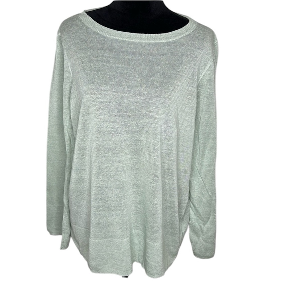 J Crew 100% Linen Relaxed Fit Sweater Light Green Size Small